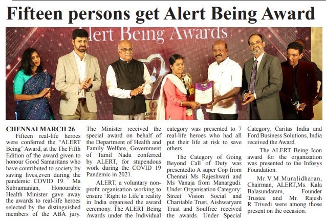 Fifteen persons get ALERT BEING AWARDS – After Noon
